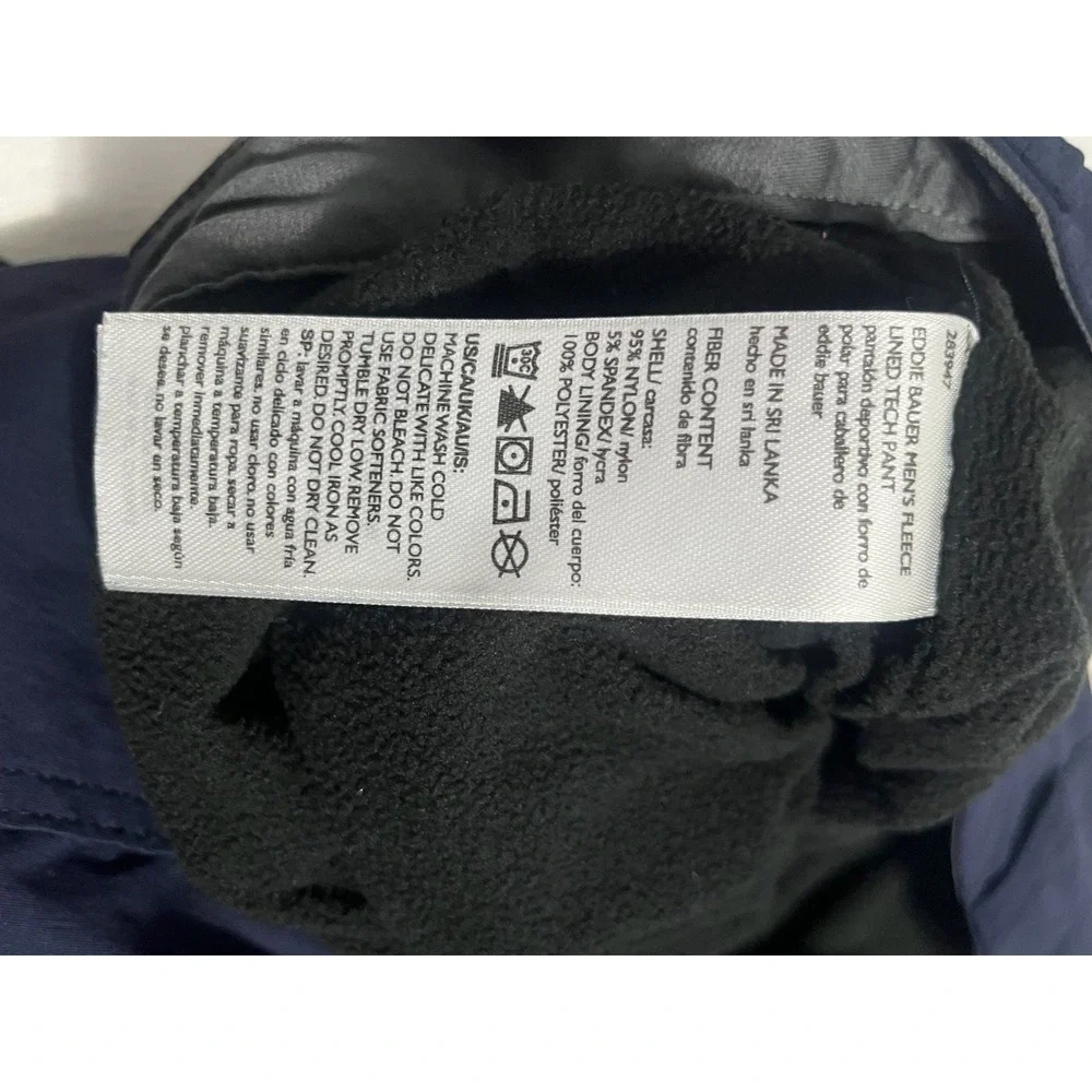 Eddie Bauer Mens Fleece Lined Tech Pants Navy Blue 32x32 Hiking Outdoor Warm